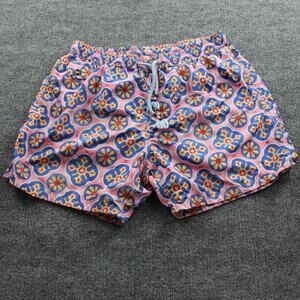 MC2 Saint Barth Swim Shorts Mens XL Pink Blue Floral Geometric Drawstring Trunks